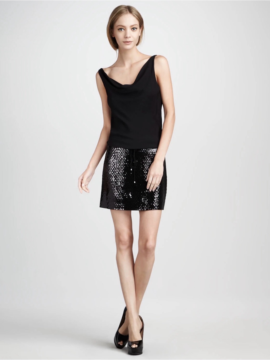 Diane Von Furstenberg Dvf Tadd Little Black Dress Silk Sequin Cocktail Party Sz8